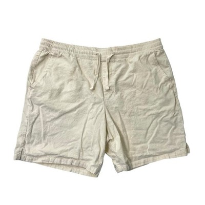GAP Linen Blend Pull-On Easy Short Elastic Waist Drawstring Cream Men s XXL