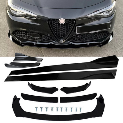 Front Bumper Lip Spoiler Splitter Glossy Black For Alfa Romeo Giulia 17-21 Body
