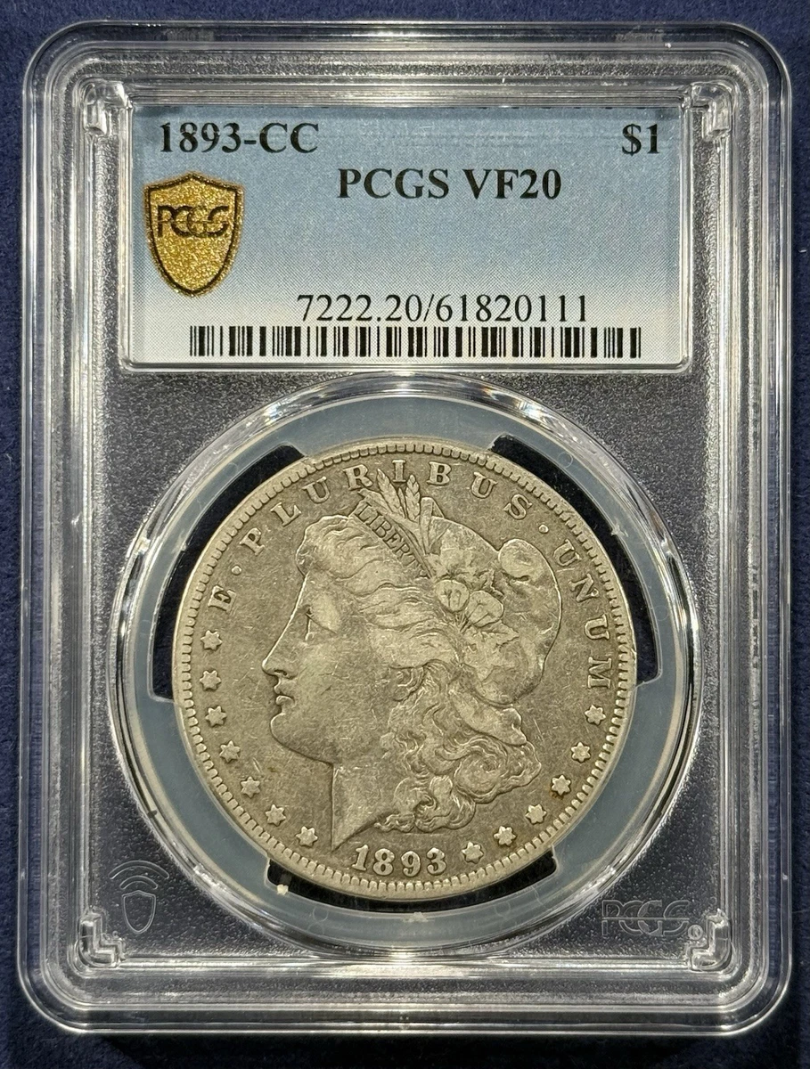 Carson City Grade VF 20 1893 Year Morgan US Dollars (1878-1921