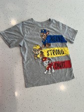 PAW Patrol Boys Size 5 Gray Graphic T-Shirt Chase Rubble Marshall Short Sleeve