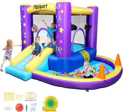 Inflatable Bounce House, Kids Bounce Castle Slide for Indoor Outdoor, Toddler Ba