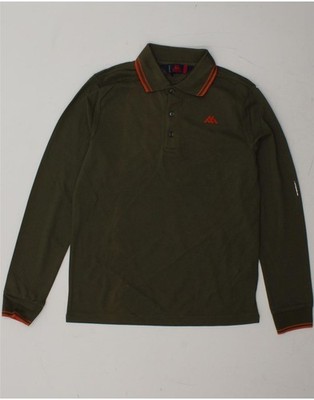 KAPPA Mens Long Sleeve Polo Shirt Small Khaki Cotton DX07