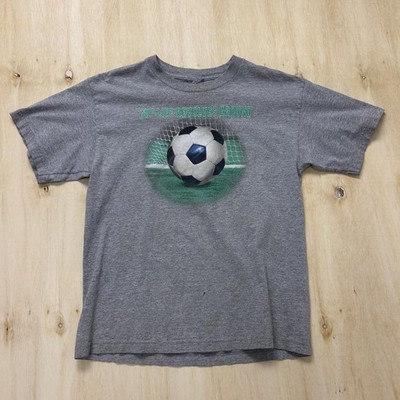 Y2K Soccer Shirt Womens Small Gray My Life Revolves Around Ball Tee T-Shirt