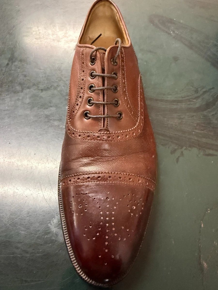 $995 Andrea Santoni Goodyear Welted Brown Brogue Oxford Dress Shoes 10 Santoni Men main image 4