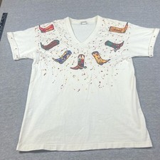 Vintage Single Stitch Western T-Shirt Womens Size Large USA Made Splatter Paint