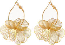 Dangle Flower Earrings for Women Statement Trendy Hoop Earring Floral Drop Earri