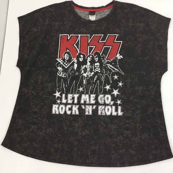 KISS ladies size 20 tshirt grey sleeveless Let Me Go Rock N Roll band music