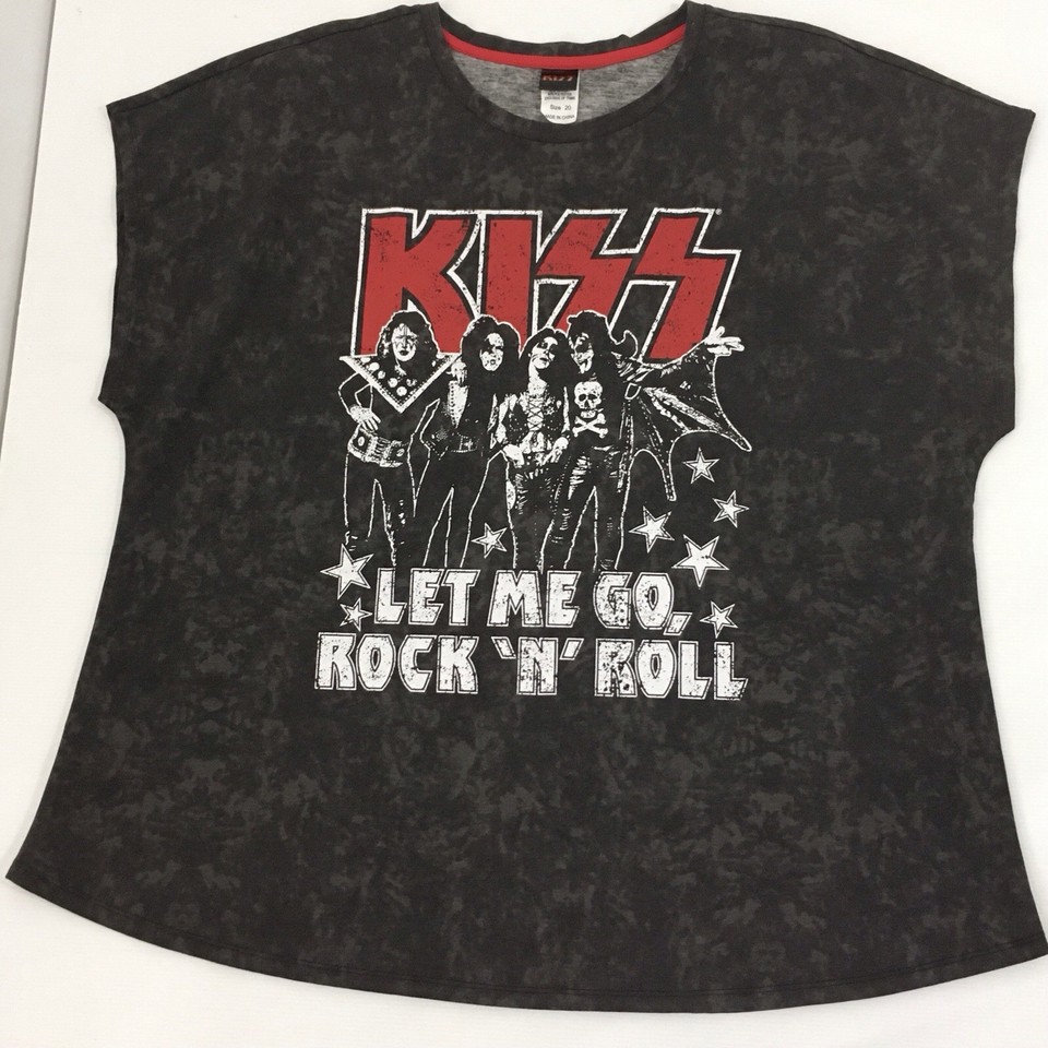 KISS ladies size 20 tshirt grey sleeveless Let Me Go Rock N Roll band music