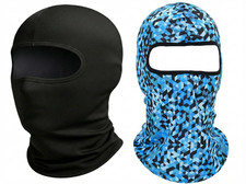 Lot of 2 Solid Black  Blue Geometric Hood Balaclava Face Mask Helmet Liner