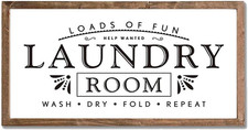 Laundry Signs for Home Decor, Loads of Fun Wooden Laundry Room Sign Wall Decor 1