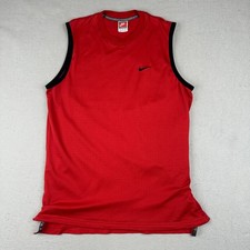 Vintage Nike Jersey Shirt Mens Large Red Sleeveless Mesh Swoosh Y2K Basketball