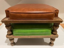 Vintage Ethan Allen Stackable Foot Stools Pair Leather 17 Mid Century Modern