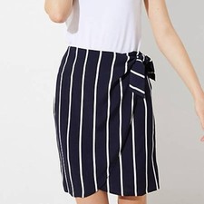 Loft Stripe Wrap Skirt NWT Navy White Size 0
