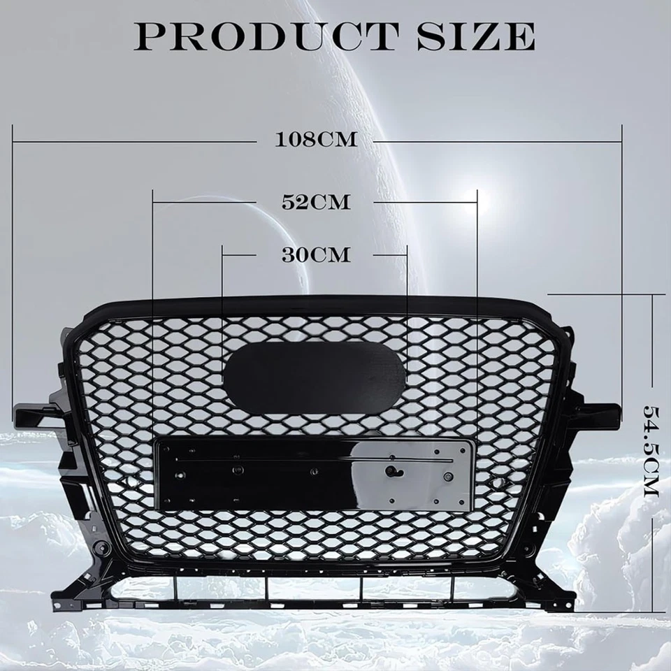 Fits Audi Q5 SQ5 2013-16 RSQ5 Style Front Upper Grill Grille Honeycomb Assembly - Image 4 of 4