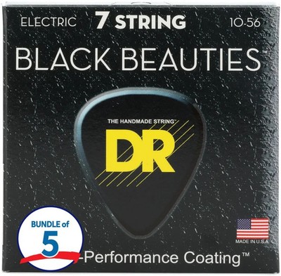 DR Strings BKE7-10 Black Beauties K3 Coated Electric Guitar Strings - .010-.056