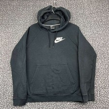 Nike Hoodie Women Small Sportswear Essential Black Raglan Pullover Pocket