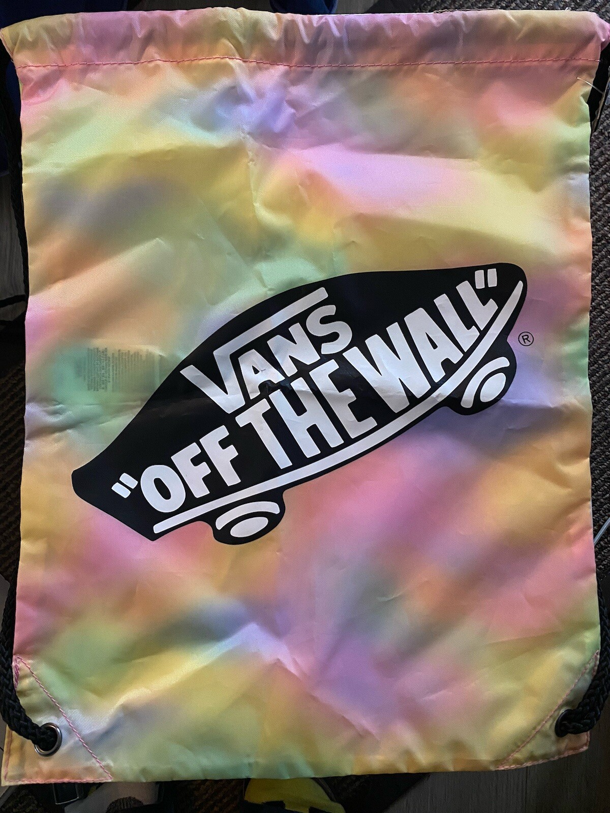 Vans Shoes Drawstring Backpack Benched Bag! Aura Rainbow Tie Dye! Off
