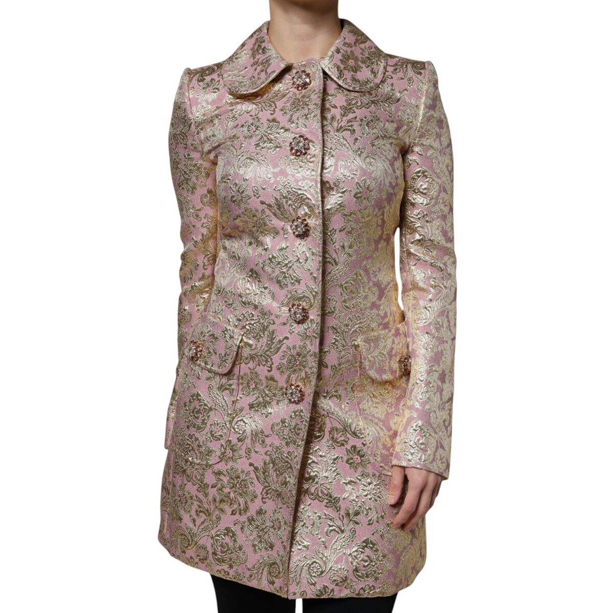 DOLCE & GABBANA Jacket Metallic Pink Gold Jacquard Jewel DOLCE & GABBANA Jacket Metallic Pink Gold Jacquard Jewel