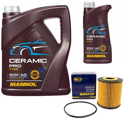 Motoröl Set MANNOL 10W-40 Ceramic Pro 6 Liter + Ölfilter für Volvo S40 V40 V70