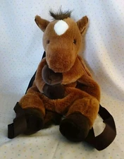 Aurora A&A Brown White Horse Pony Stuffed Animal Plush Backpack Bag 16”