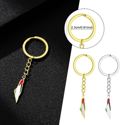 1/2Pcs Palestine Map Flag Design keychain Palestinian Key Chain (Gold Silver). - Picture 2 of 14