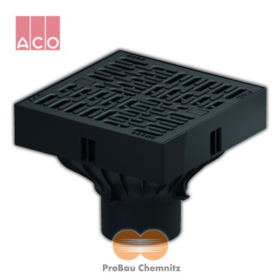 ACO Self Hofablauf XtraPoint B125 Kunststoffrost schwarz Ablauf DN 100 senkrecht