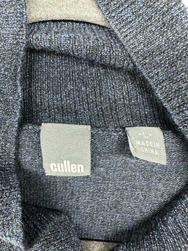 Suéter Cullen Heather Azul Marino Negro Cuello Shaw 100% Lana Merino Para Hombre Talla L Foto 3 de 4