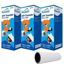 3 rolls DTF Transfer Film Pet Film Roll 13in x 328ft Double Sided Warm Peel