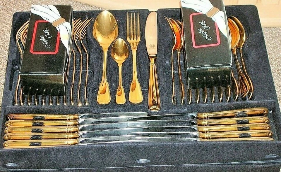 82 teil. Besteck vergoldet 12 Pers. Besteckkasten Solingen Olympia OHNE Koffer🍴 - Bild 4 von 4