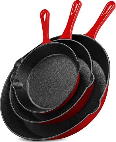 Pre-Seasoned Cast Iron Skillet Set 3-Piece - 6 , 8 and 10 Inches Utopia Kitchen