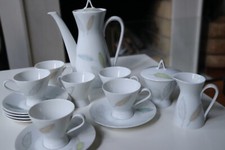 Rosenthal Selb V Porzellan Mokka- Service Gedeck Vintage Form 2000 Bunte Blätter