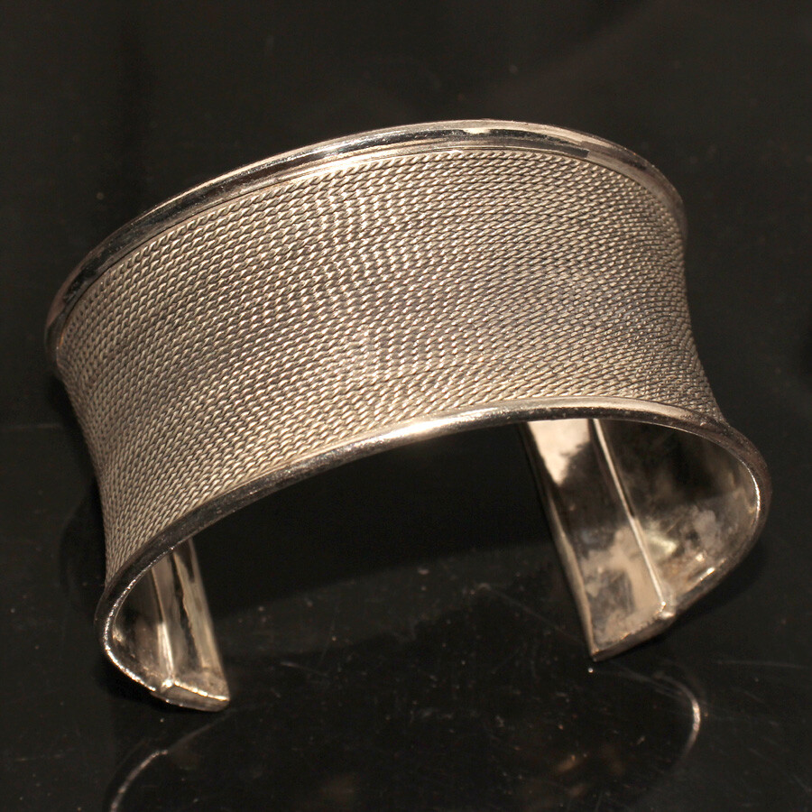 47gms Bratara Lata 925 Silver Plated Vintage Cuff Bangle FreeSize JW