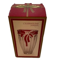Celebrations By Mikasa Crystal Vase Ruby Ribbon Collection 5134991  New 8”