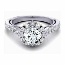 Attractive Round Cut White Simulated Sapphires Halo Style Women's Wedding Ring