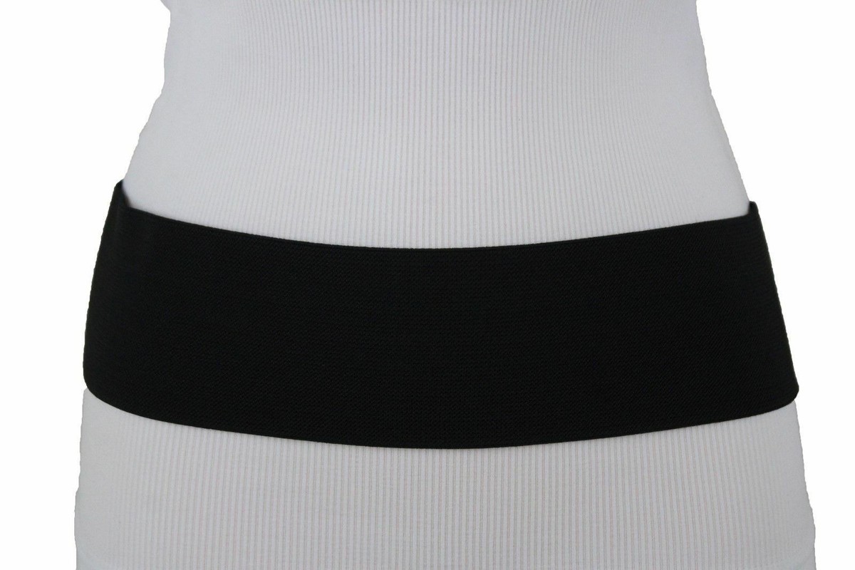 Trendy Black & White Elastic Waist Belt – 1.5” Wide, Flexible Fit 25”–30” Waist VOCHIC Wide Elastic Plus Size Belt for Women Cinch Waist  main image 2