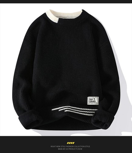 Herren Vintage Twist Pullover Rundhals Male Fit Strickpullover Lose Pullover - Bild 17 von 22