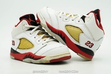 AIR JORDAN 5 V RETRO USED SIZE 5C WHITE FIRE RED BLACK 440890 120