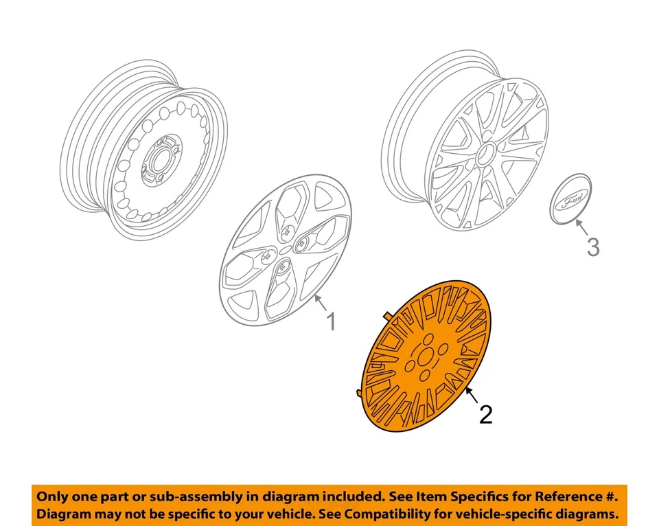 Cubierta de rueda usada se adapta a: Ford Fiesta 2015 15`` 7 radios acanalados anchos grado C Foto 3 de 4