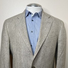 Oscar De La Renta Mens 40R 100 Silk Tan Sportcoat Blazer 2 Button Single Vent