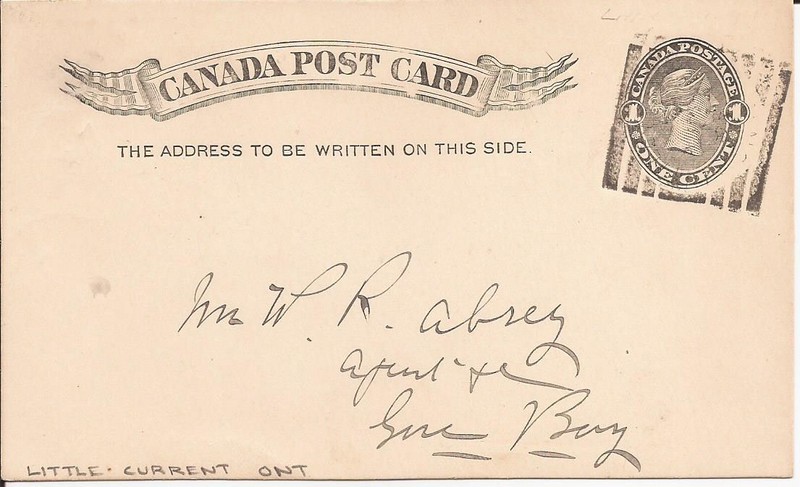 CANADA-1895 Little Current, ONT. Squared circle PMKD postal to Gore Bay
