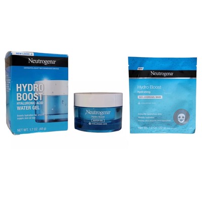 2 Neutrogena Hydro Boost Hyaluronic Acid Water Gel Face Moisturizer + Sheet Mask