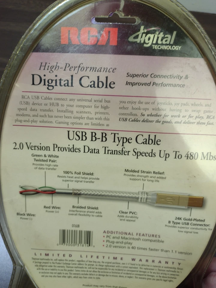 RCA High Performance Digital Cable 6' DT6UB Cable B-B - Image 2 of 4