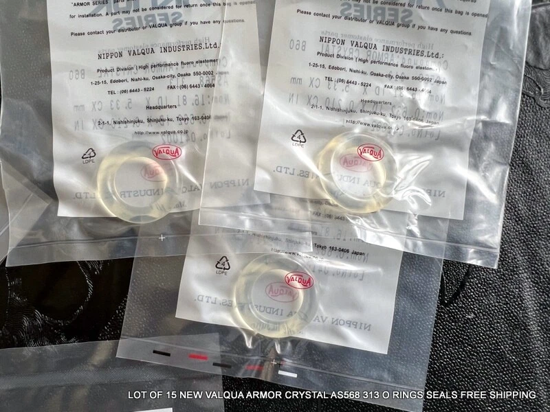 LOT OF 18 NEW VALQUA ARMOR CRYSTAL B60 AS568 313 O RINGS SEALS FREE SHIPPING - Image 2 of 4