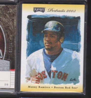 2003 PLAYOFF PORTRAITS GOLD DUAL BAT/JERSEY RELIC #4 MANNY RAMIREZ RED SOX #/10