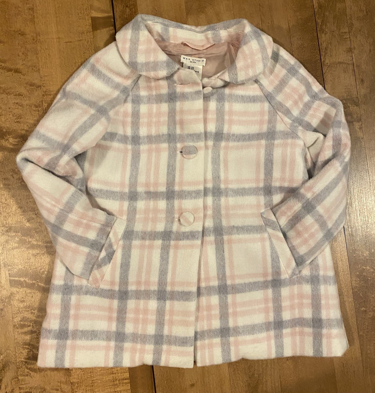 Girls Max Studio Pink Plaid Jacket Coat Easter Dress Button NWOT 3T