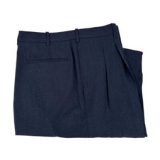Corbin Pleated Front 120's Worsted Wool Gabardine Trouser in Charcoal Blue
