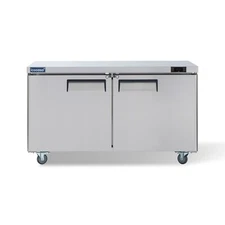 2 Door Undercounter Freezer, ICECASA 60" Commercial Lowboy Worktop Freezer