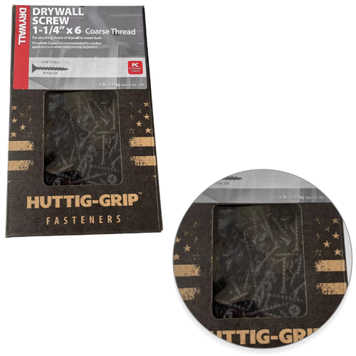 HUTTIG GRIP 1-1/4” x 6 Tornillo de rosca gruesa Tornillos para paneles de yeso Phillips 5 libras - Imagen 5 de 12