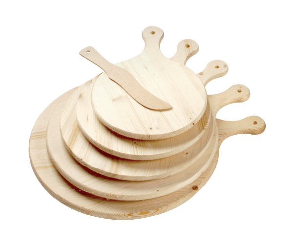 TAGLIERE PER POLENTA IN ABETE COMPLETO DI COLTELLO CHOPPING BOARD Diam. Ø 35 cm