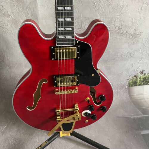 Red ES335 6 Corde Corpo Semivuoto Chitarra Elettrica HPL Fretboard HH Pickups - Foto 5 di 9
